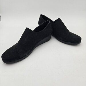 The Flexx Vera Pelle Black Suede Wedge Slip‎ On Shoes Size 7.5 M